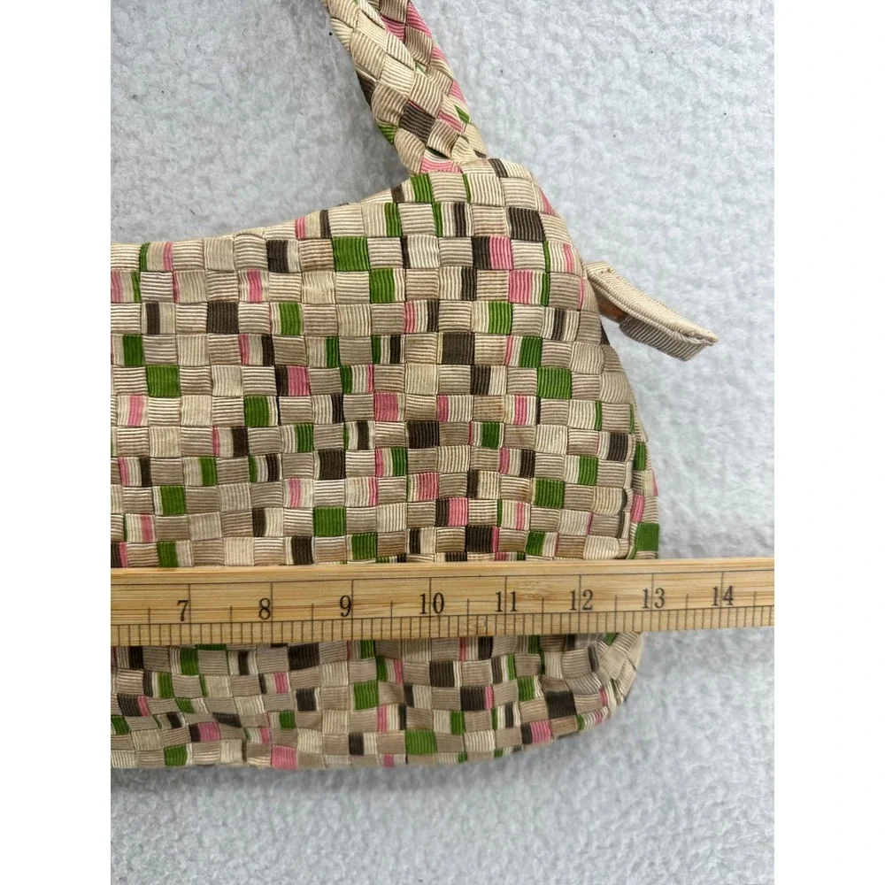 The Sak Woven Hobo Bag Tan Green Pink Shoulder Bag Purse